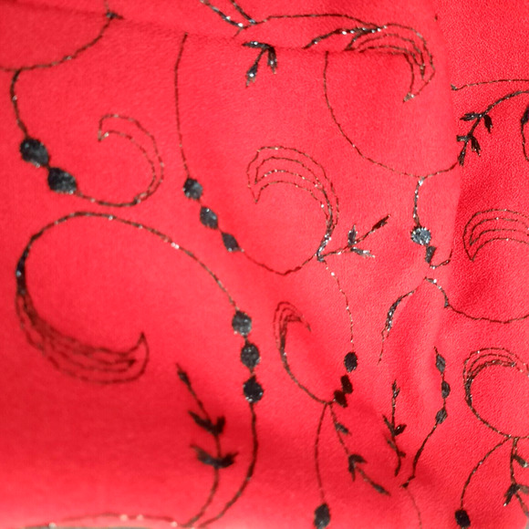 Vintage Y2K XOXO Glitter Embellished Mini Dress Size 7 Shimmer Red Black Goth - Picture 7 of 15